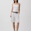 Pantalones cortos de mezcla de lino de 9" de talle bajo