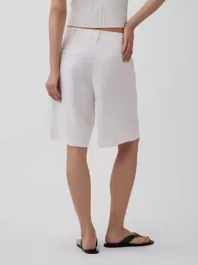 Pantalones cortos de mezcla de lino de 9" de talle bajo