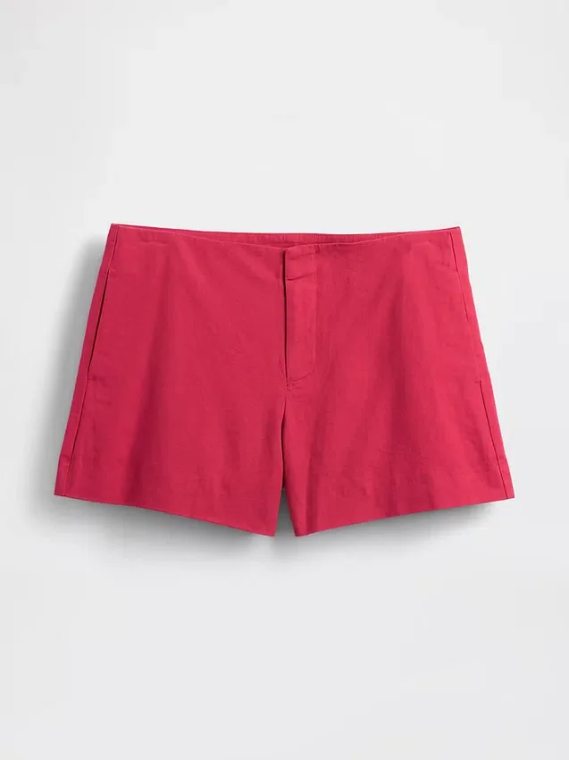 Pantalones cortos de mezcla de lino de tiro medio de 4"