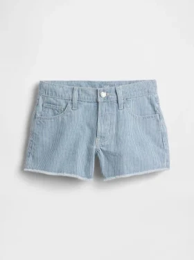 Pantalones cortos de mezclilla a rayas de talle bajo para niños