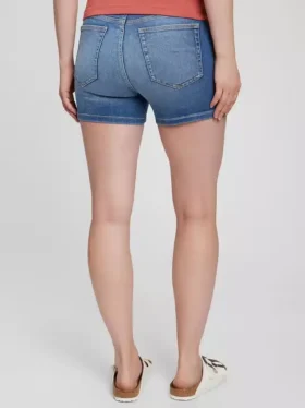 Pantalones cortos de mezclilla con panel premamá de 4″