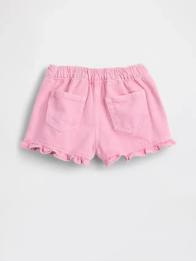 Pantalones cortos de mezclilla con volantes y abertura frontal para bebés y niños pequeños