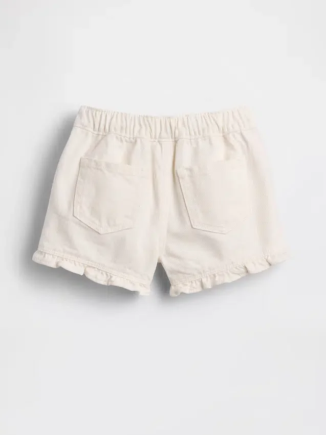 Pantalones cortos de mezclilla con volantes y abertura frontal para bebés y niños pequeños