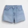 Pantalones cortos de mezclilla de corte recto holgado y talle alto de 3.5"