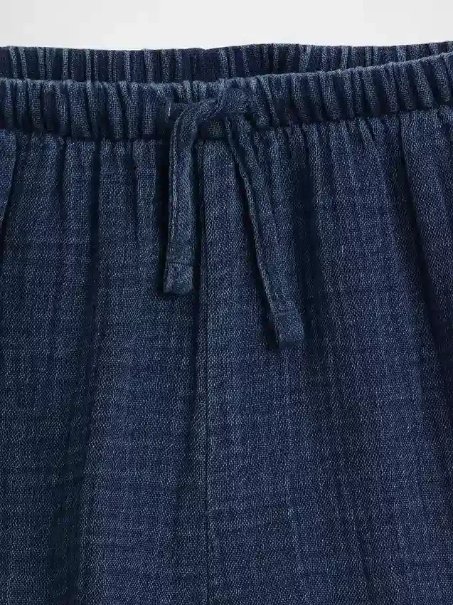Pantalones cortos de mezclilla de gasa de algodón para niños con volantes