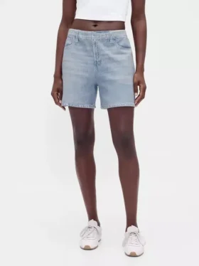 Pantalones cortos de mezclilla de punto estampados de talle medio
