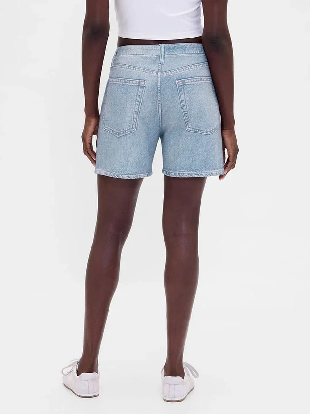 Pantalones cortos de mezclilla de punto estampados de talle medio