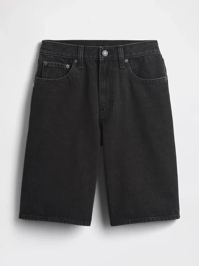 Pantalones cortos de mezclilla de talle medio y corte largo de 11"