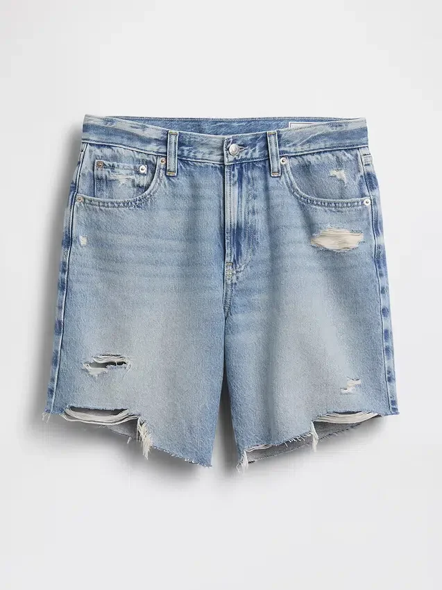 Pantalones cortos de mezclilla holgados de talle medio de 8"