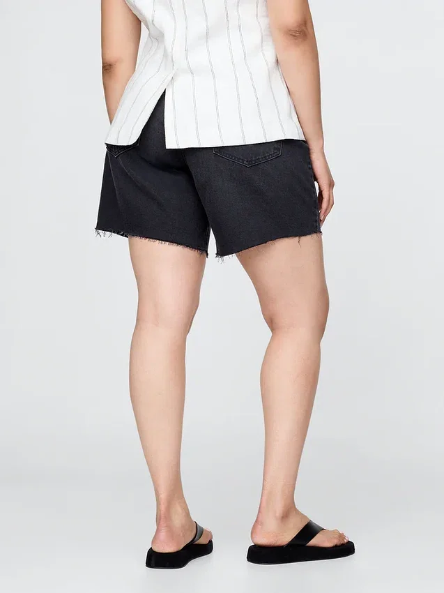 Pantalones cortos de mezclilla holgados estilo años 90, de talle medio, de 8"
