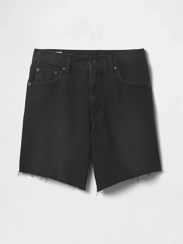 Pantalones cortos de mezclilla holgados estilo años 90, de talle medio, de 8"