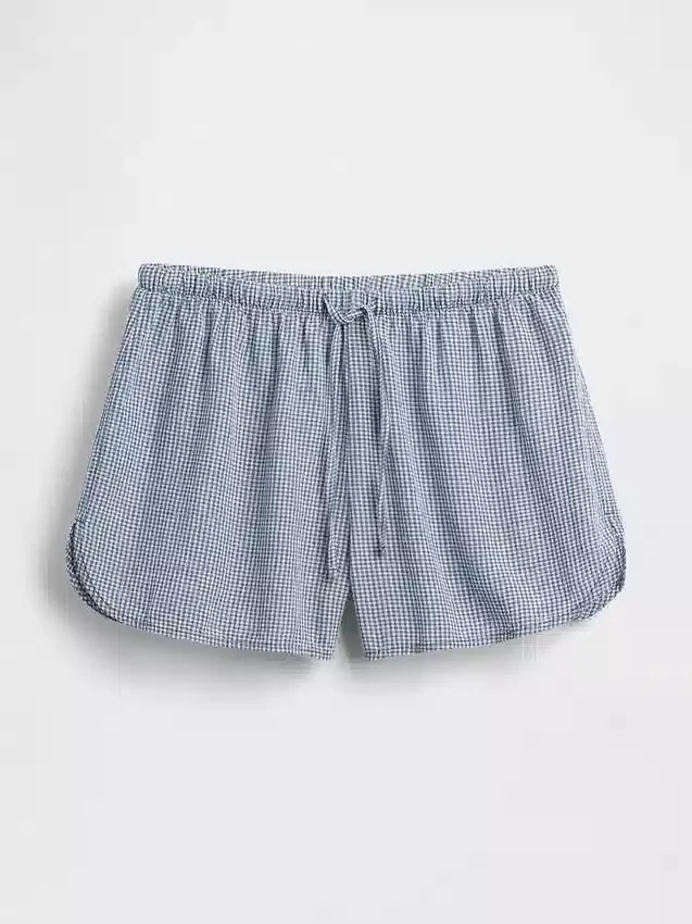 Pantalones cortos de pijama de gasa arrugada
