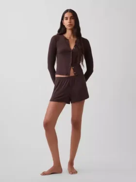 Pantalones cortos de pijama de modal acanalado ultra suaves