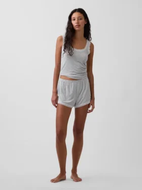 Pantalones cortos de pijama de modal supersuave con ribete de encaje