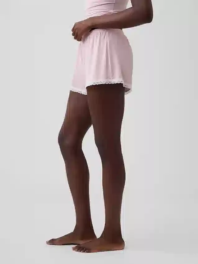 Pantalones cortos de pijama de modal supersuave con ribete de encaje