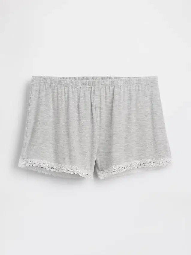 Pantalones cortos de pijama de modal supersuave con ribete de encaje