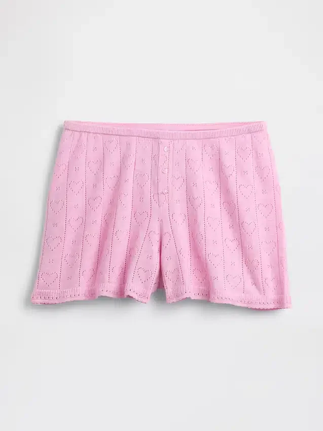 Pantalones cortos de pijama ligeros de CashSoft con diseño de corazones en punto Pointelle