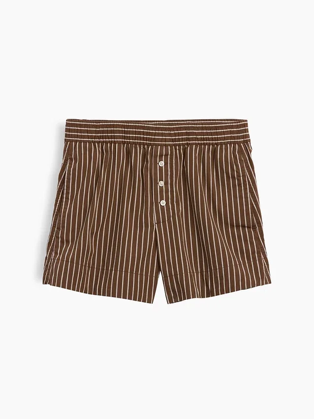 Pantalones cortos de popelín de algodón orgánico a rayas