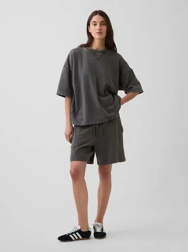 Pantalones cortos de sudadera de felpa francesa gruesa para adultos