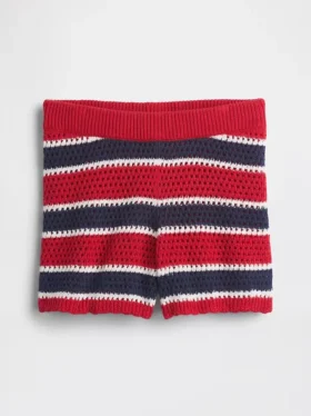Pantalones cortos fáciles de poner a rayas de ganchillo para niños