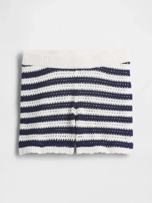 Pantalones cortos fáciles de poner a rayas de ganchillo para niños