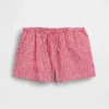 Pantalones cortos fáciles de poner de lino y algodón con estampado de cuadros vichy para niños