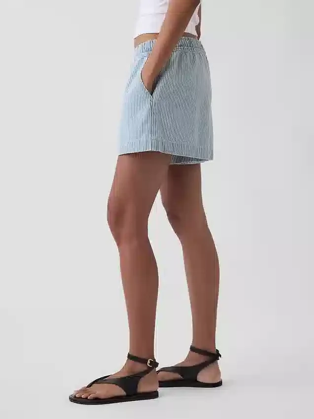 Pantalones cortos fáciles de poner de mezclilla a rayas ultrasuaves