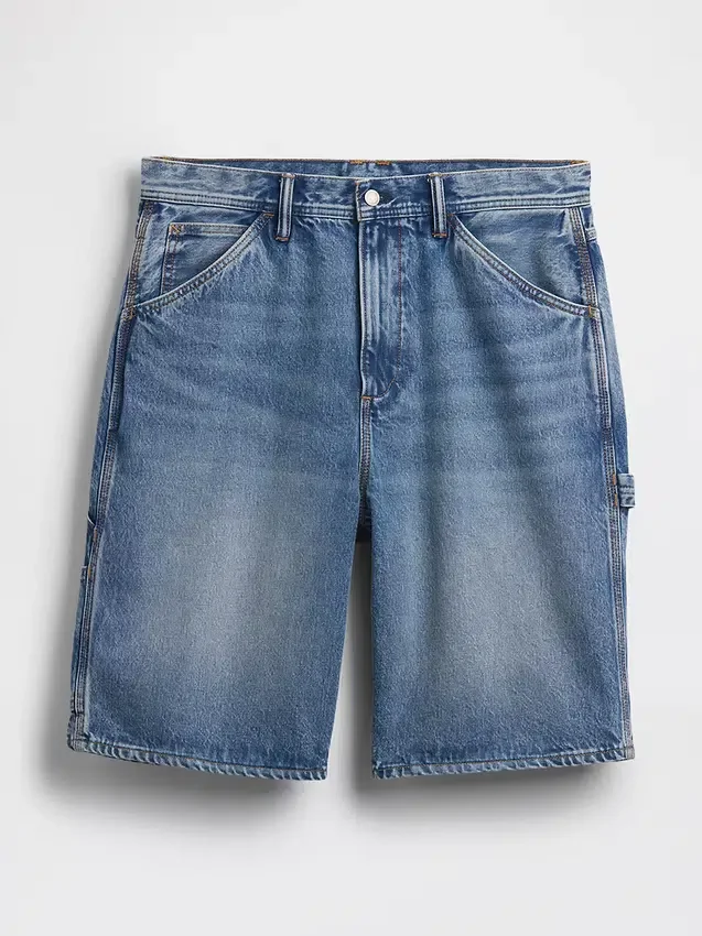 Pantalones cortos holgados de mezclilla estilo carpintero de 10.5"
