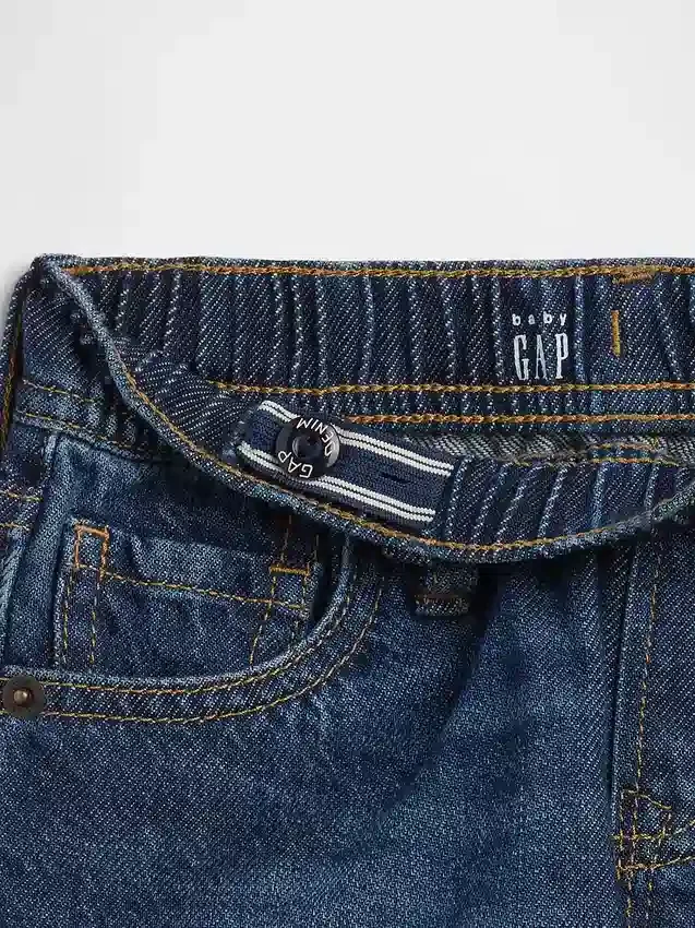 Pantalones cortos holgados de mezclilla ultrasuaves con elástico en la cintura para bebés y niños pequeños