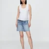 Pantalones cortos premamá de mezclilla de 7" con panel completo