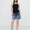 Pantalones cortos premamá de mezclilla de 7" con panel completo