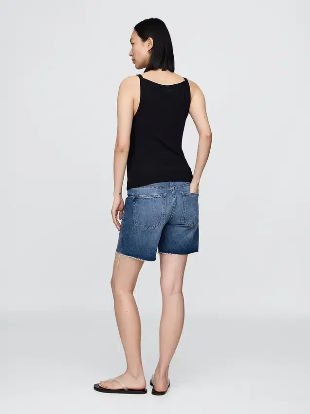 Pantalones cortos premamá de mezclilla de 7" con panel completo