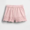 Pantalones cortos sin cordón con dobladillo de ojales para bebés y niños pequeños