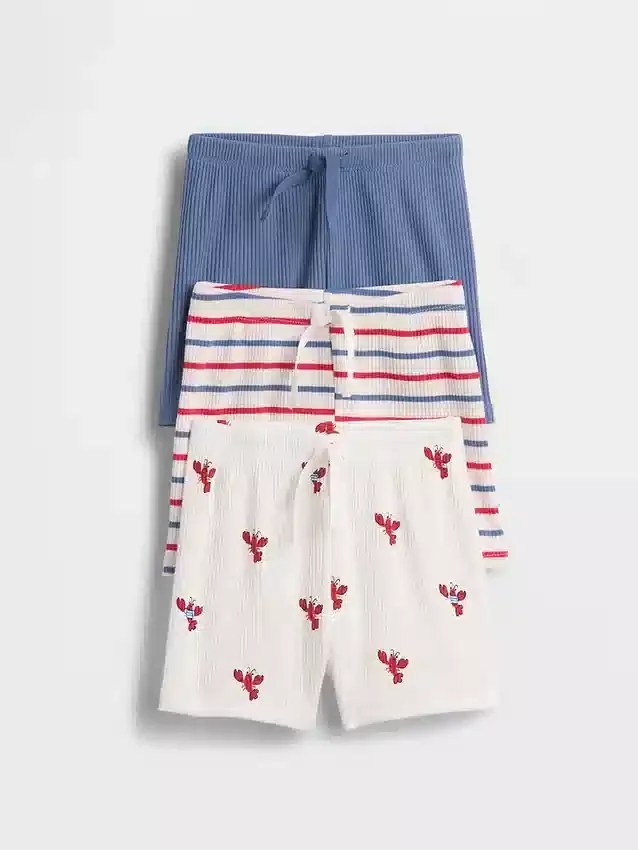 Pantalones cortos sin tirantes a rayas Tinyrib de Baby First Favorites (paquete de 3)