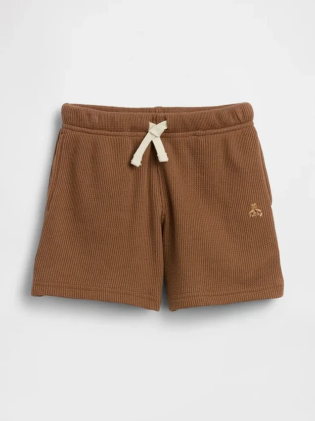 Pantalones cortos tipo waffle sin cordón para bebés y niños pequeños