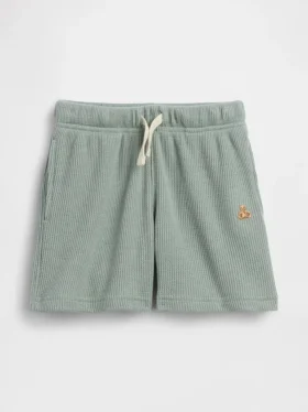 Pantalones cortos tipo waffle sin cordón para bebés y niños pequeños