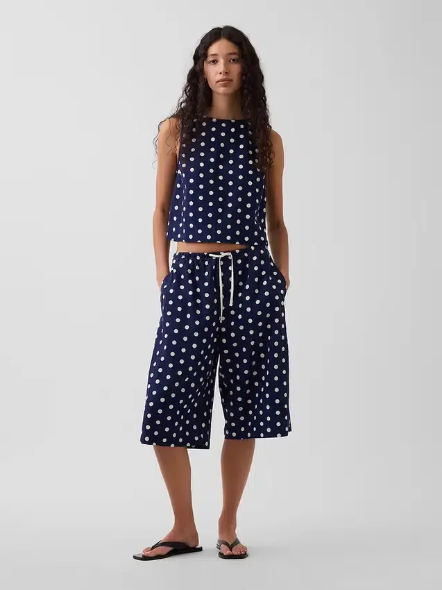 Pantalones culotte holgados y cómodos de mezcla de lino