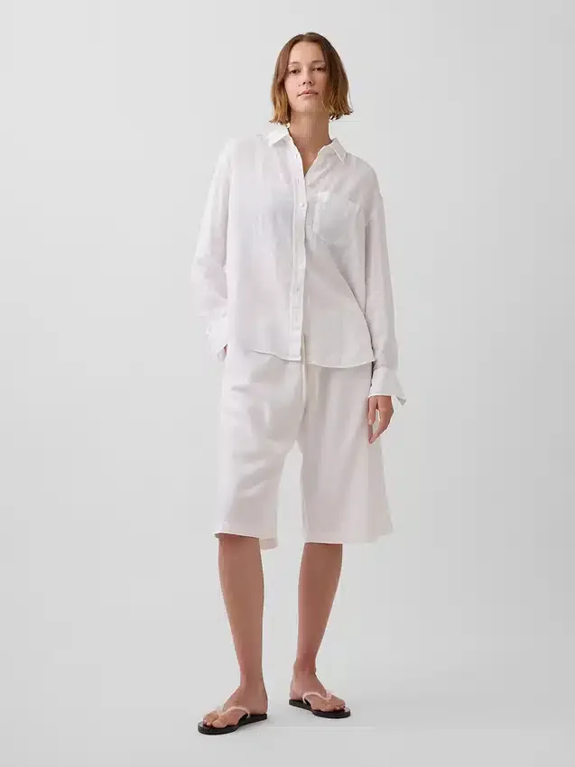 Pantalones culotte holgados y cómodos de mezcla de lino