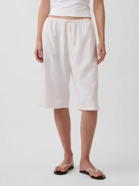 Pantalones culotte holgados y cómodos de mezcla de lino