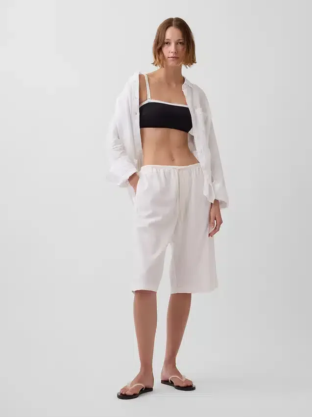 Pantalones culotte holgados y cómodos de mezcla de lino