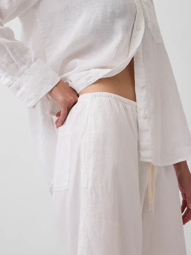 Pantalones culotte holgados y cómodos de mezcla de lino