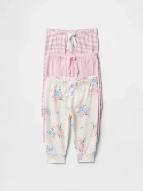 Pantalones de algodón orgánico sin cordón «Baby First Favorites» (paquete de 3)