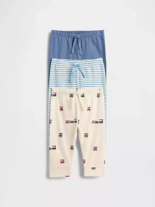 Pantalones de algodón orgánico sin cordón «Baby First Favorites» (paquete de 3)