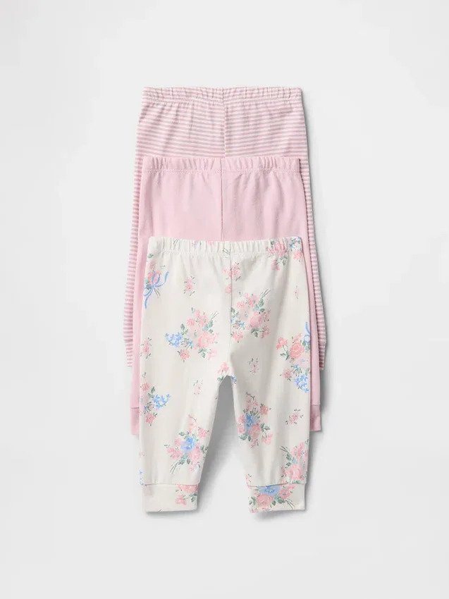 Pantalones de algodón orgánico sin cordón «Baby First Favorites» (paquete de 3)