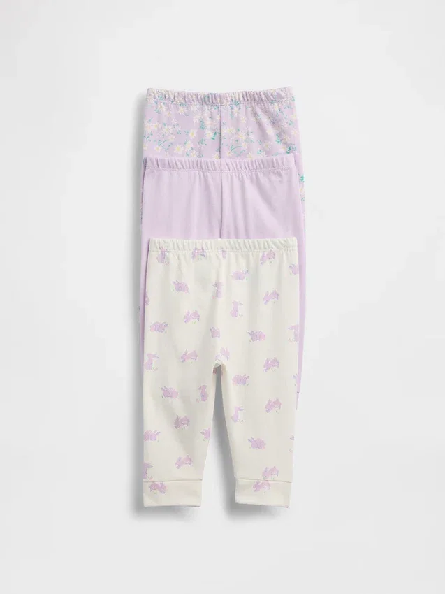 Pantalones de algodón orgánico sin cordón «Baby First Favorites» (paquete de 3)