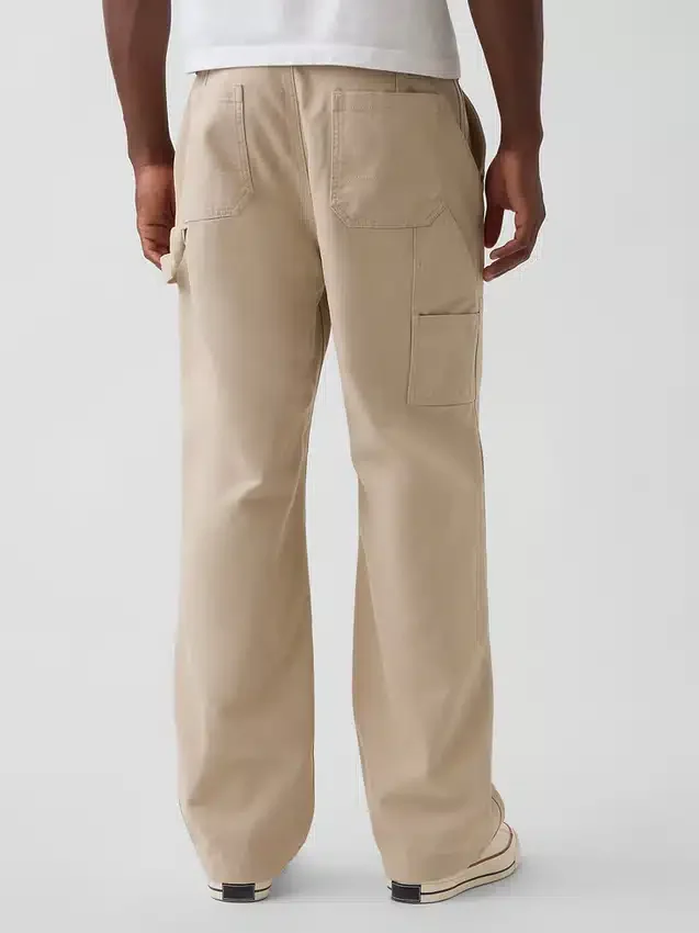 Pantalones de carpintero holgados de lona de los 90 con doble refuerzo en las rodillas