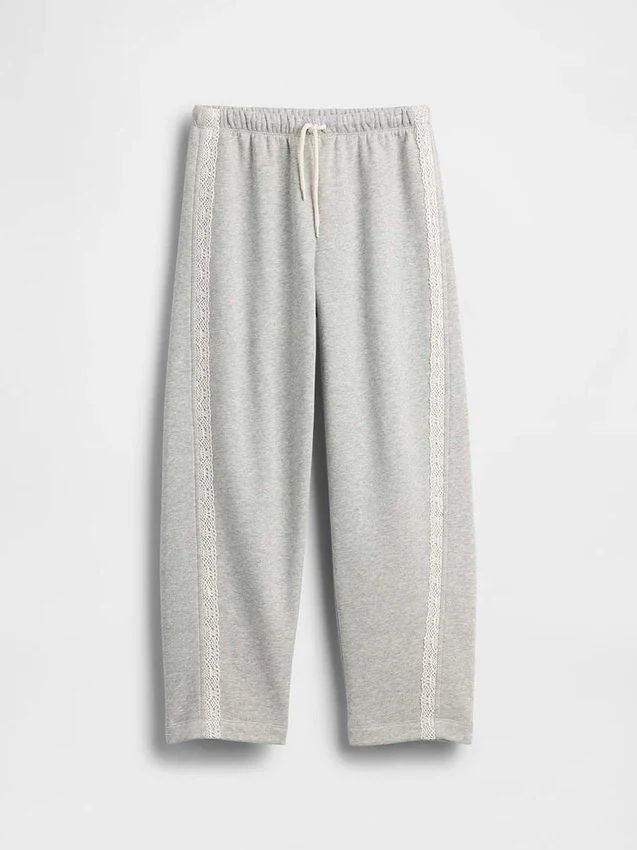 Pantalones de chándal para niños Vintagesoft de corte holgado con ribete de encaje