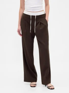 Pantalones de cintura media con doble cintura