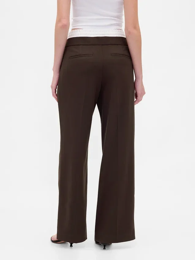 Pantalones de cintura media con doble cintura