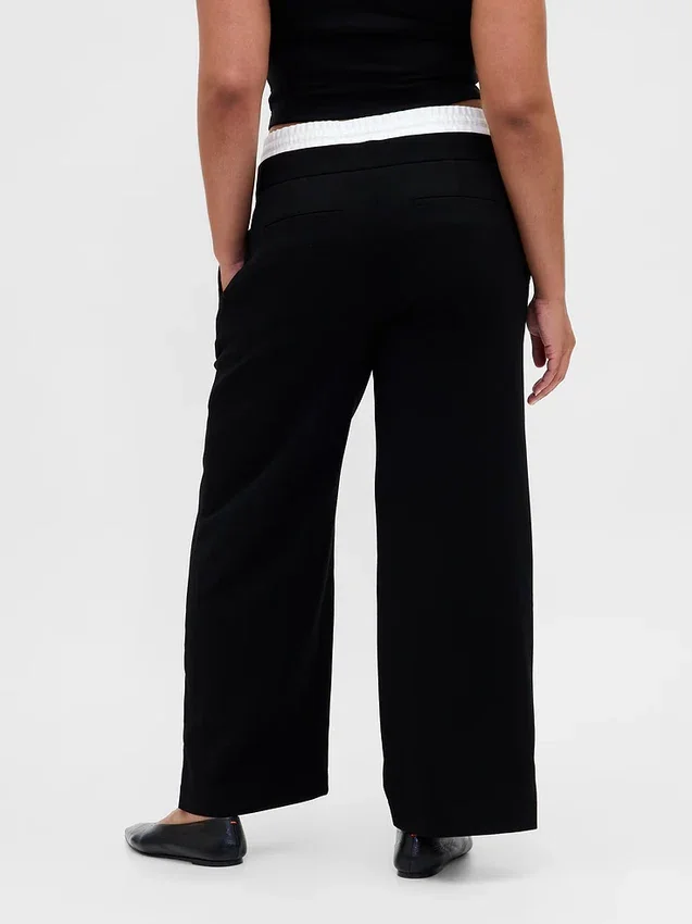 Pantalones de cintura media con doble cintura